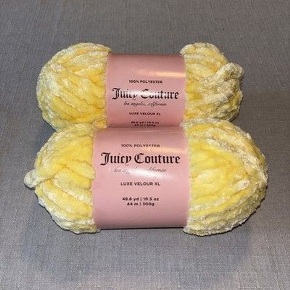 Lot 1 Juicy Couture LUXE VELOUR XL Yellow Pear Chunky Jumbo Yarn Skein Soft